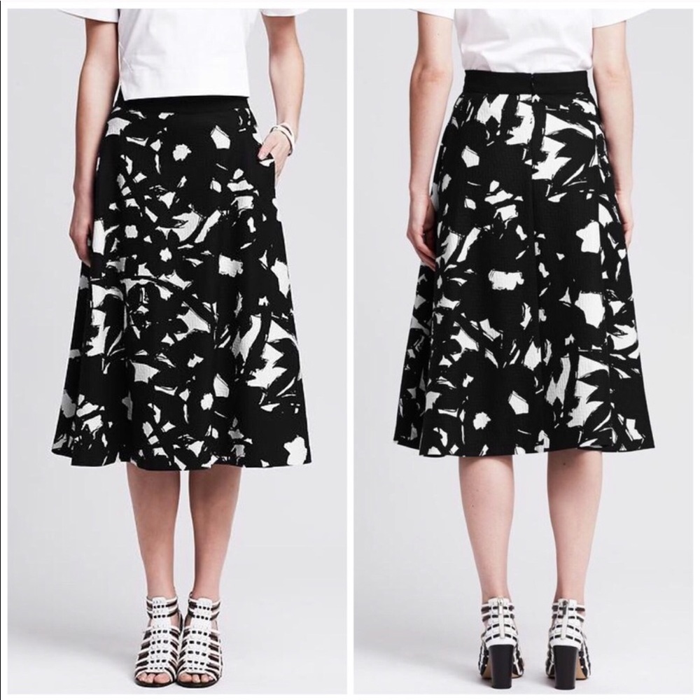 Banana Republic Floral Midi A-lime Skirt